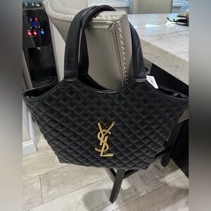 Yves Saint Laurent Black Quilted Tote Bag